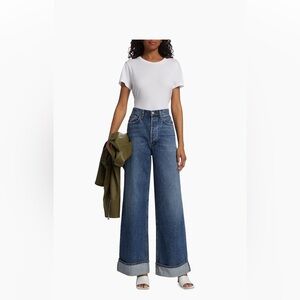 Wide-Leg Cuffed Blue Jeans from Agolde